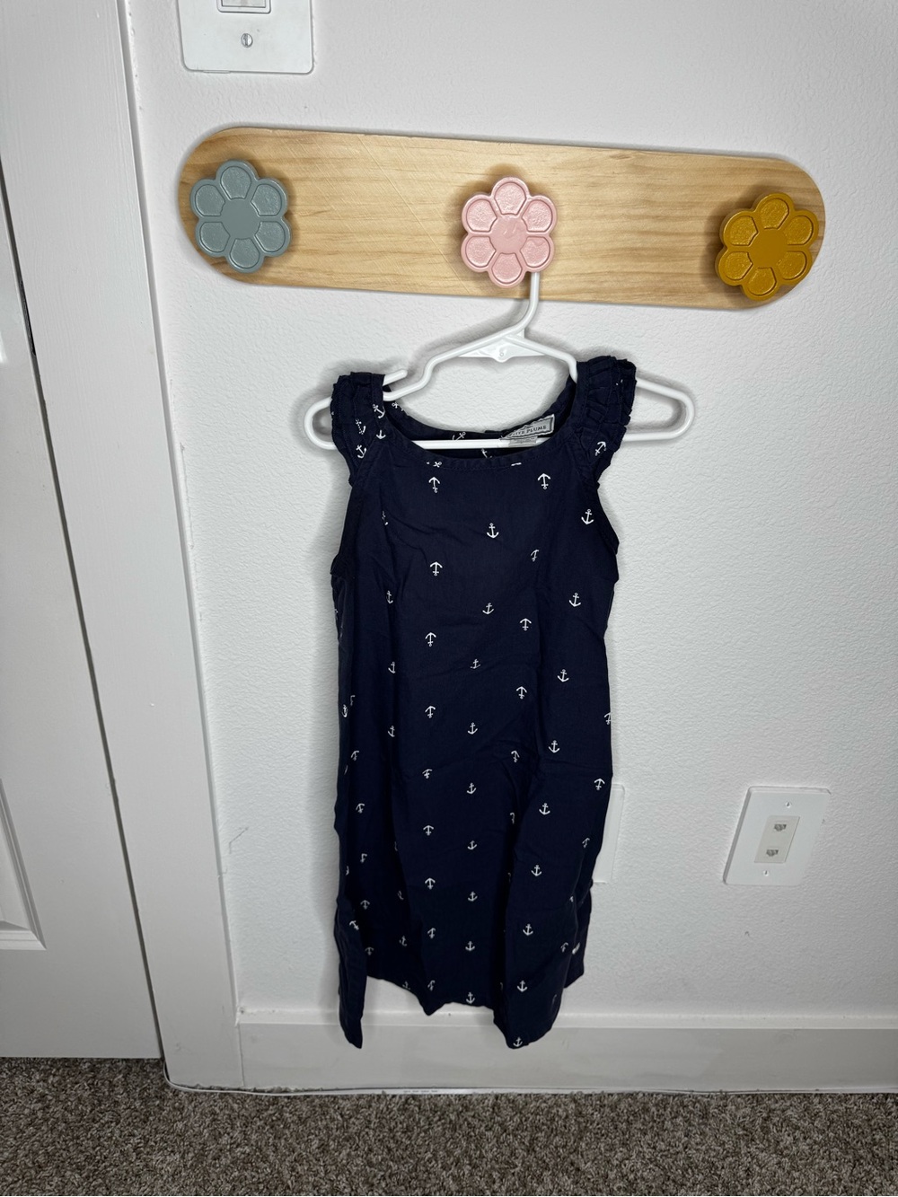 Petite plume Girls Navy Anchor Print Summer Dress